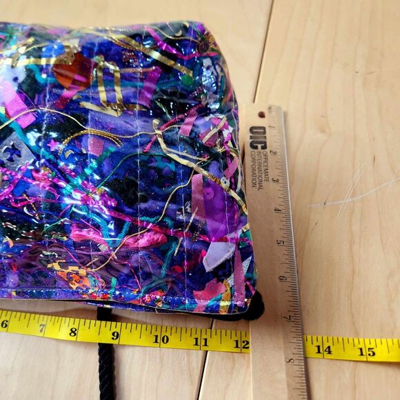 Northern Brights Confetti Mylar Recycled Trash Art Bag Purse Colorful Art Deco - Picture 11 of 13